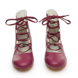 Ballerina Booties / Burgundy Leather