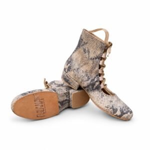 Ballerina Booties / Beige Print Leather